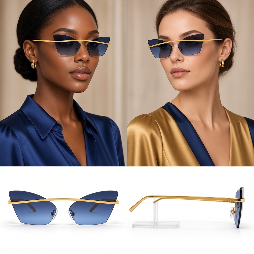 Glamorous Runway Model Sunglasses Modern Edgy Angular Styled Futuristic Shapes